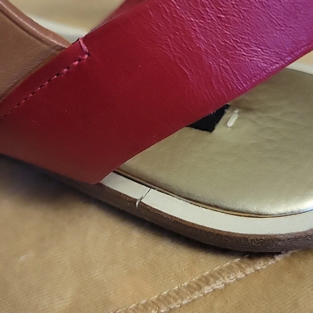Louis Vuitton Red and Tan Leather Sandals - Picture 10 of 15